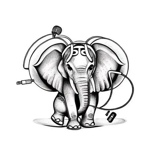 Elephant With Headphones