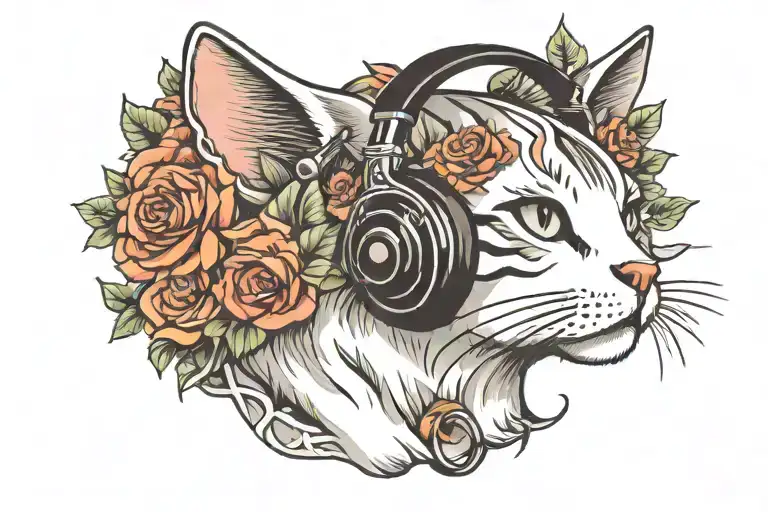 Cat Wearing Headphones