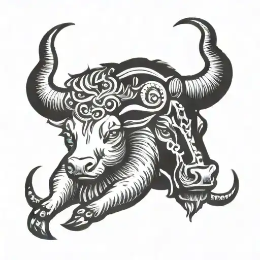 Taurus Bull Protecting Pisces Zodiac Sign And Cancer Zodiac Sign