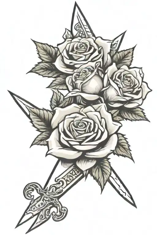 Roses Wrapping Around A Bloody Dagger