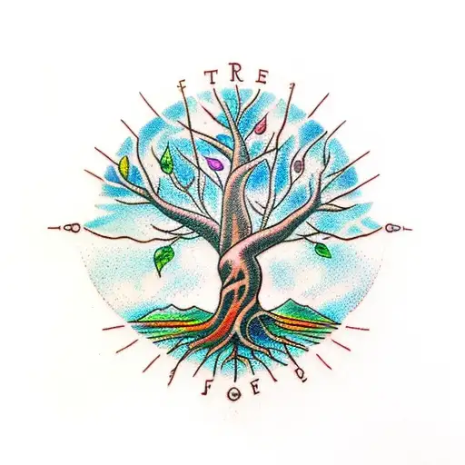 Tree Of Life Inside Hour Glass