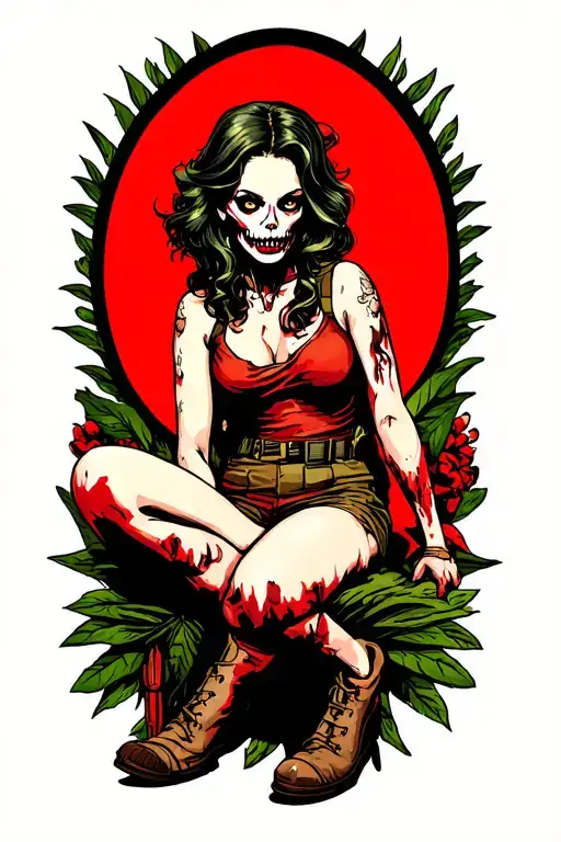 Zombie Ww2 Pin Up Girl Sitting