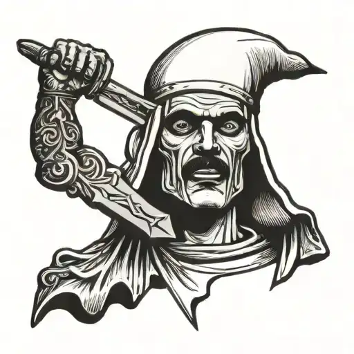 Beheaded Klansman With Dagger Through Head