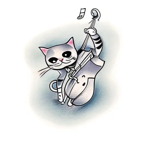 Cat Playing Upright Bass