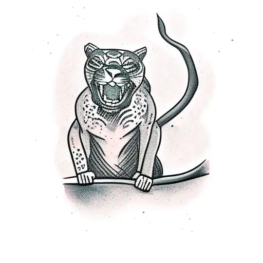 Panther Lying On A Tree