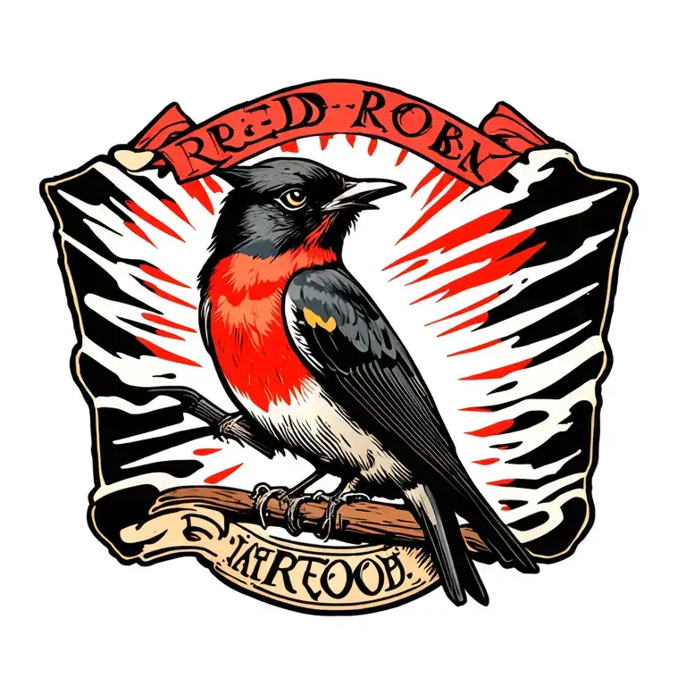 Red Robin Memorial Tattoo Inside A Block O