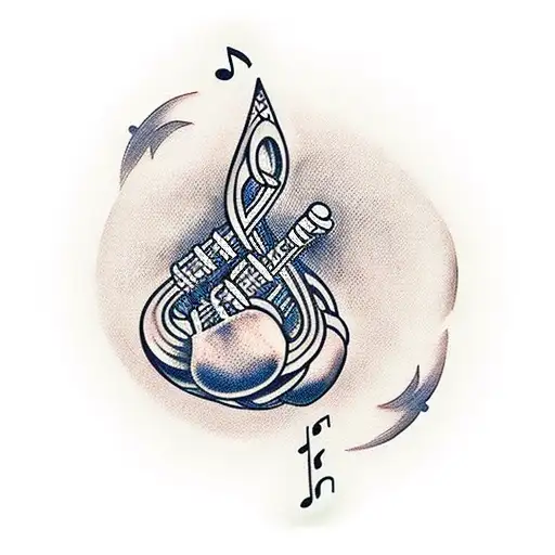 Music Notes Intertwined With Boxing Gloves