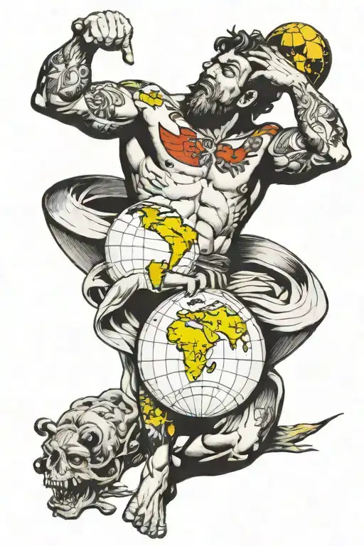 Atlas Shrugging Next To World
