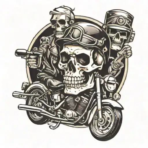 Skull And Motor Bike Ride