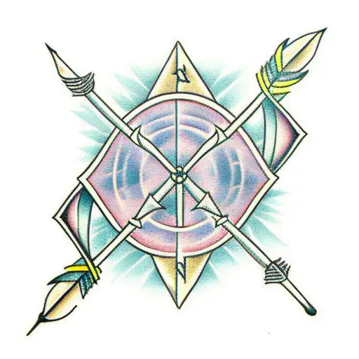 Arrow With Feather And Line