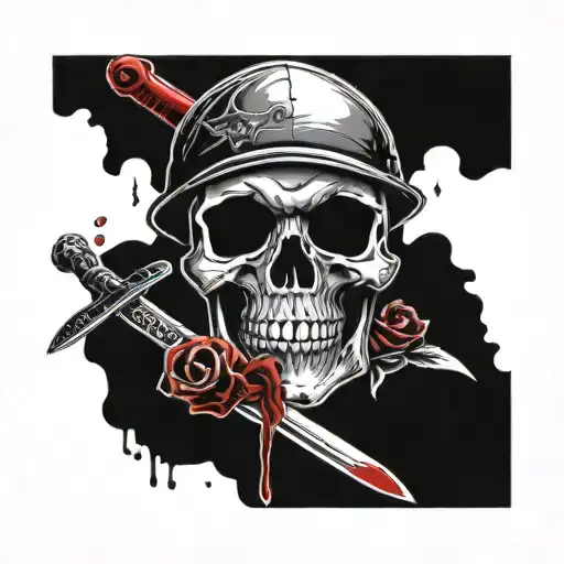 Skull And Blood Knife