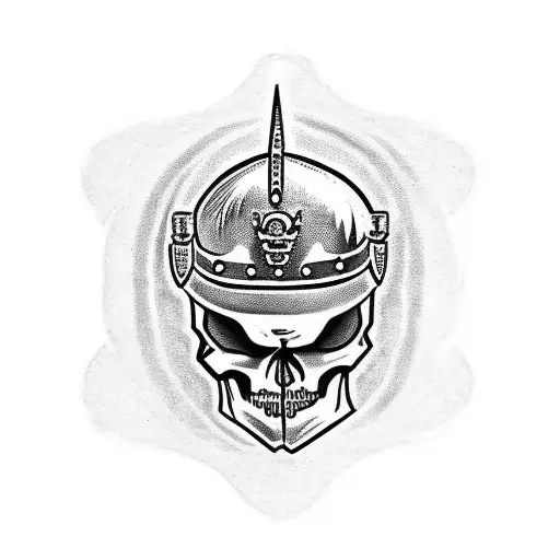 Skull Wearing A Knight Helmet
