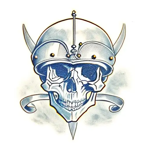 Skull Wearing A Knight Helmet