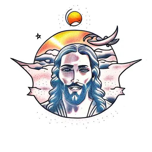 Jesus Jugando Basket Con La Luna