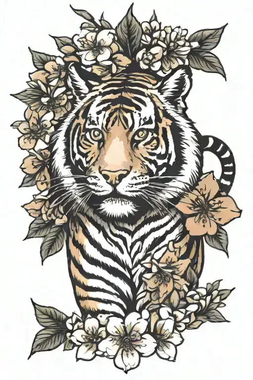 Tiger And Cherry Blossoms