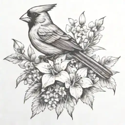 Cardinal And Larkspur Flower