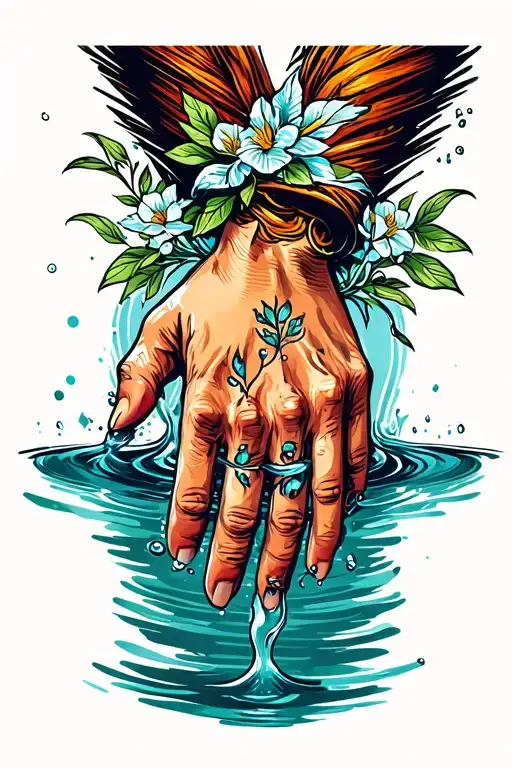 Hand Reaching For A Hand In Water