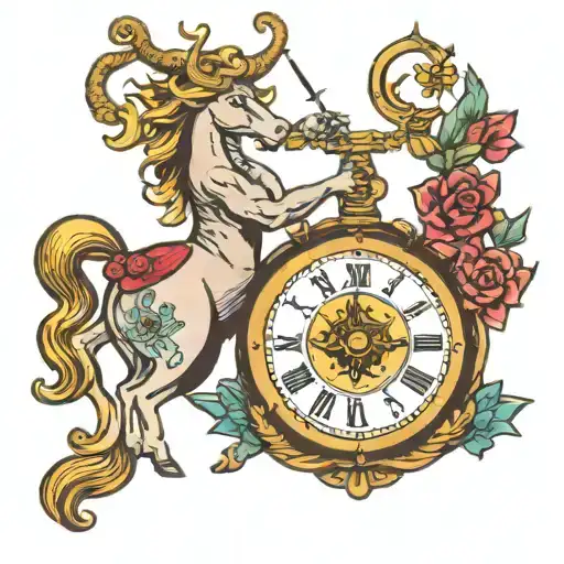 Clock And Sagittarius Zodiac Sign