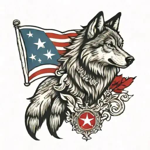 Wolf And Turkish Flag Moon