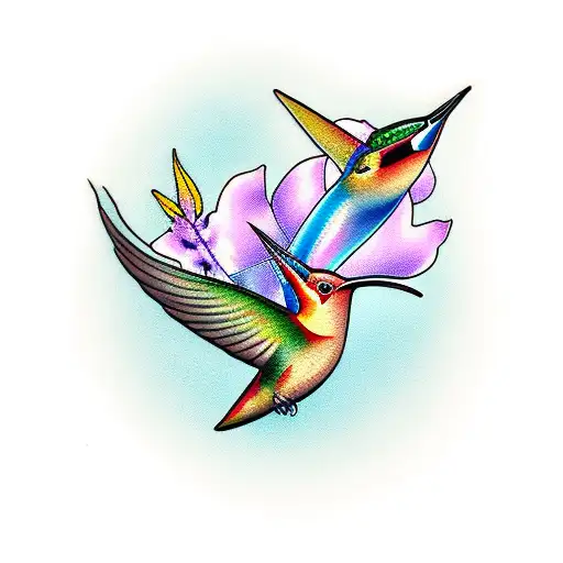 Humming Bird And Bird Of Paradise Flower