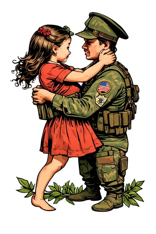 Army Man Hug Daughter
