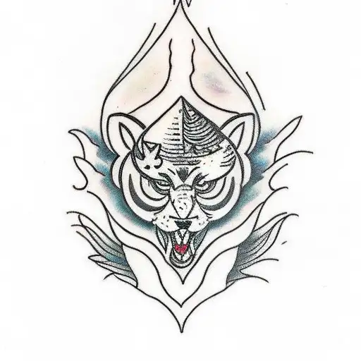 A Traditional Tattoo Depicting A Mystical Creature Composed Of Various Elements Of Nature