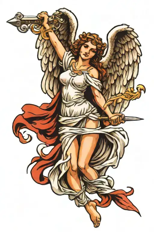 Female Angel Holding A Sword