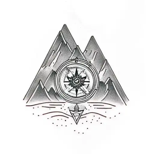 Mountains With Compass