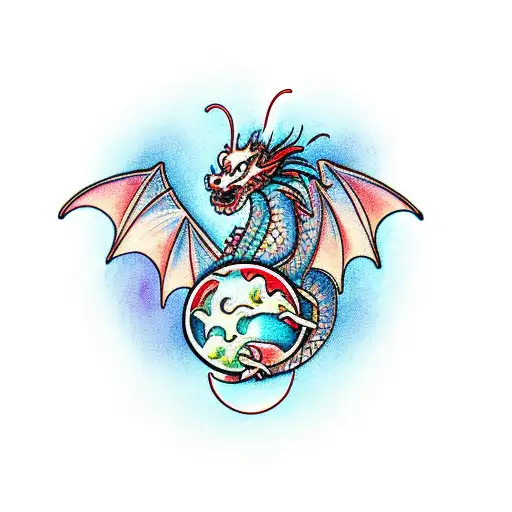 Dragon Holding An Orb That Has A Butterfly In It