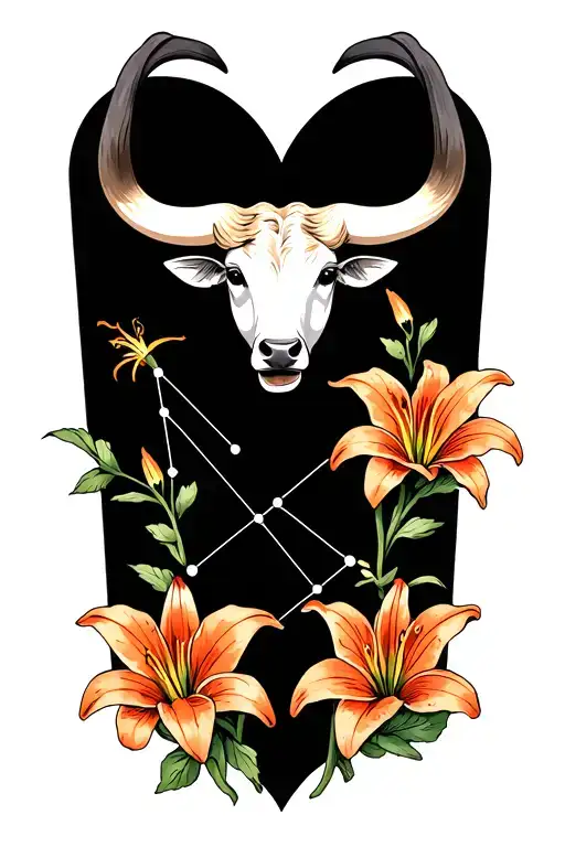 Taurus Constellation Intertwined Lillies