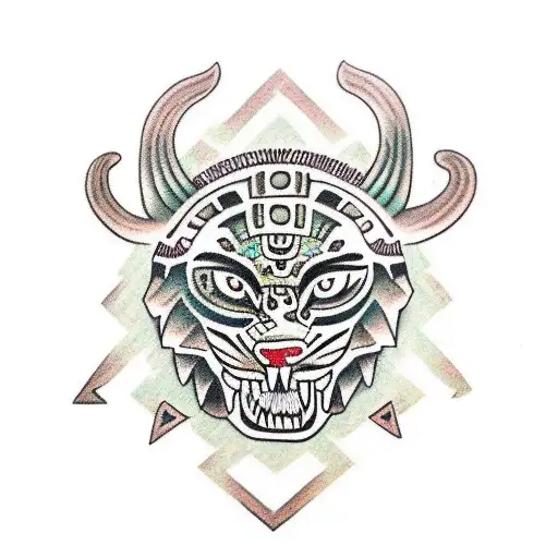 A Human Aztec Jaguar Warrior With A Macuahuitl