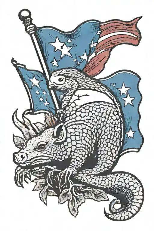 Texas Flag And Armadillo