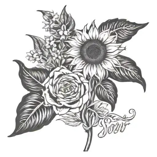 The Word 'Sssoeur' Written And A Sunflower Blooming