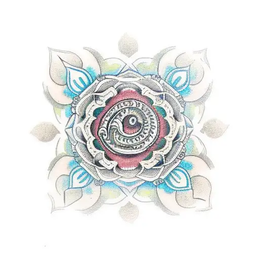 A Traditional-style Tattoo Of A Snake And Flower Mandala