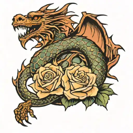 Dragon And Rose