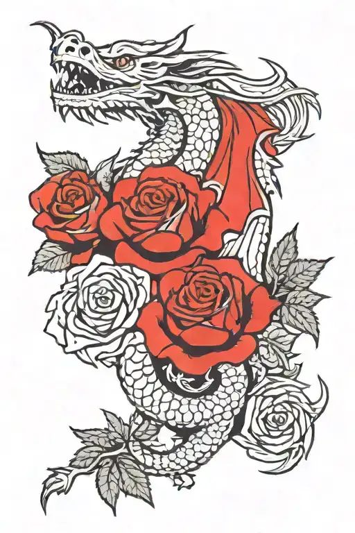 Dragon And Rose Card