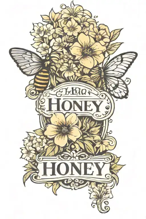 Word Honey Each Letter Made With Flowers Growing