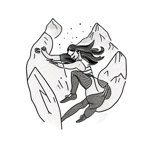 A Beautiful Woman Gracefully Climbing A Rock Face