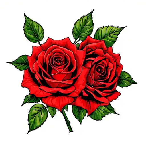 Create 2 Red Roses Intertwined