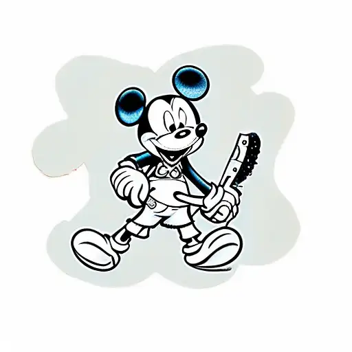 Evil Mickey Mouse With Chainsaw