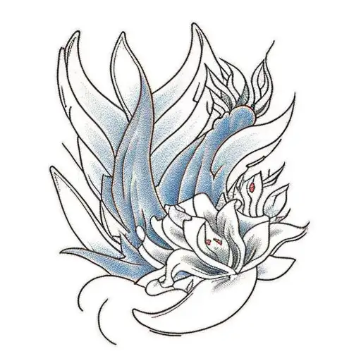 Phoenix With Lilies As The Wispy Long Tail
