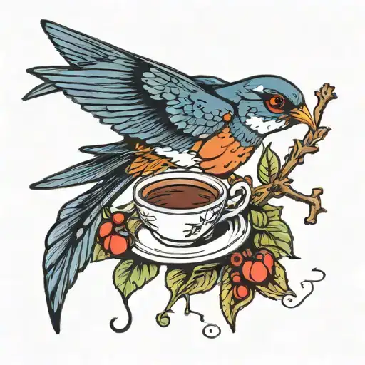 Swallow Carrying A Coffee Branch