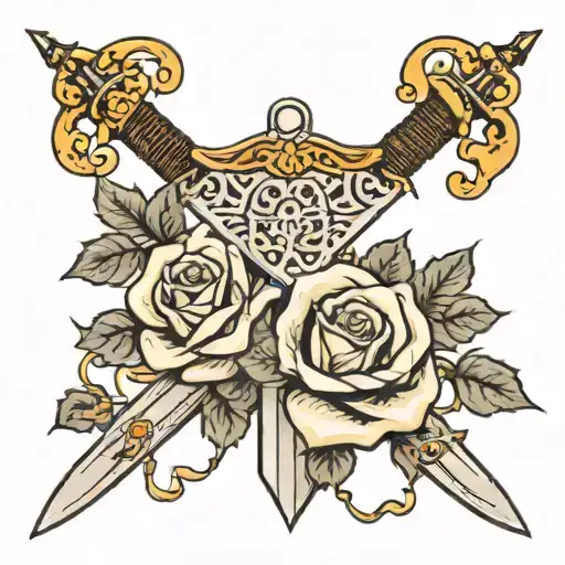 Sword With Roses Wrapping Around It