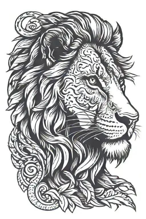 Male Lion With Hazel Colored Eyes And Scars On His Face Watching Over His Pride