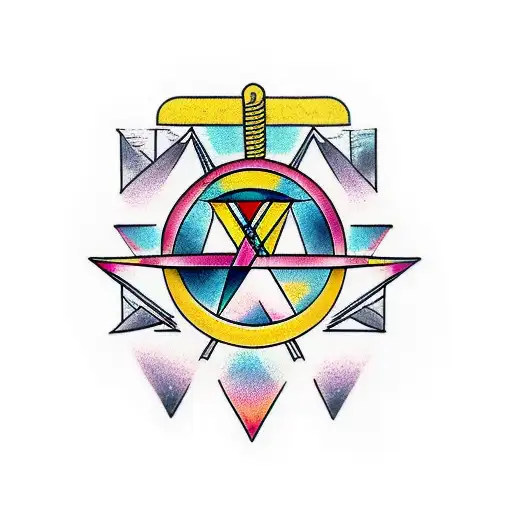 Triangle Inside A Circle With Life Symbols