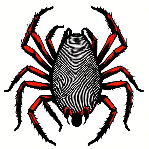 Black Widow Spider With Fingerprint On Back