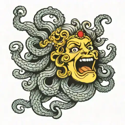 Beautiful Fat Medusa Baring Fangs