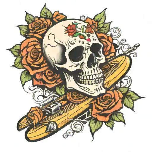 Wakeboard Snowboard Skateboard Skull Roses