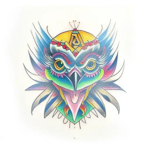 Neo Traditional Colourful Crow Tattoo For Forearm