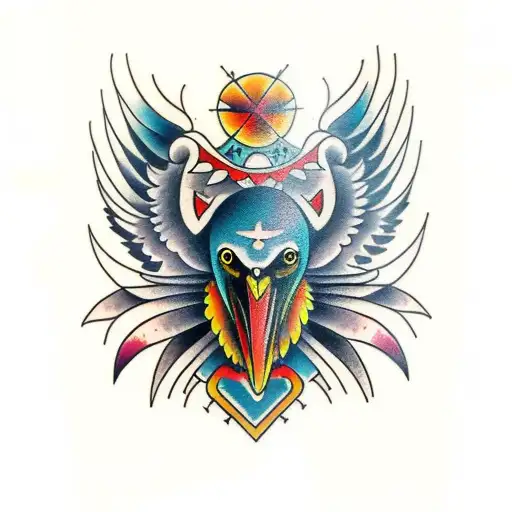 Neo Traditional Colourful Crow Tattoo For Forearm